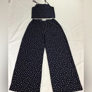 H&M Girls Two-Piece Set Of Floral Wide Pants And Cropped Top Size 14 Year